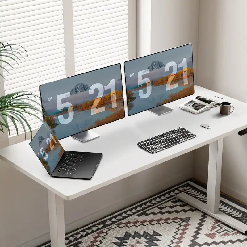 Bureau assis-debout électrique 48x24", blanc / érable / noir / noir carbone / rose / gris, pour une personne