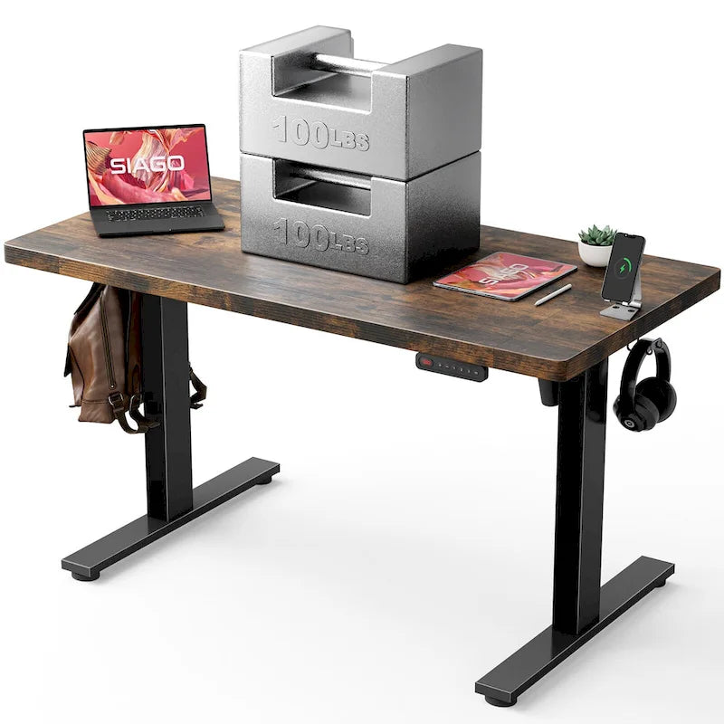 Bureau assis-debout électrique 48x24", blanc / érable / noir / noir carbone / rose / gris, pour une personne