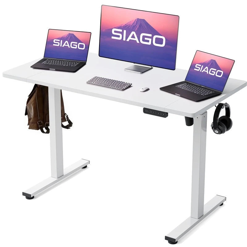 Bureau assis-debout électrique 48x24", blanc / érable / noir / noir carbone / rose / gris, pour une personne