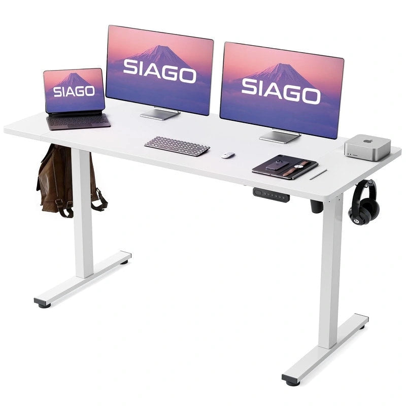 Bureau assis-debout électrique 48x24", blanc / érable / noir / noir carbone / rose / gris, pour une personne