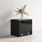 Table de chevet avec lumières LED, noir/blanc, 1 personne, table d'appoint de chevet
