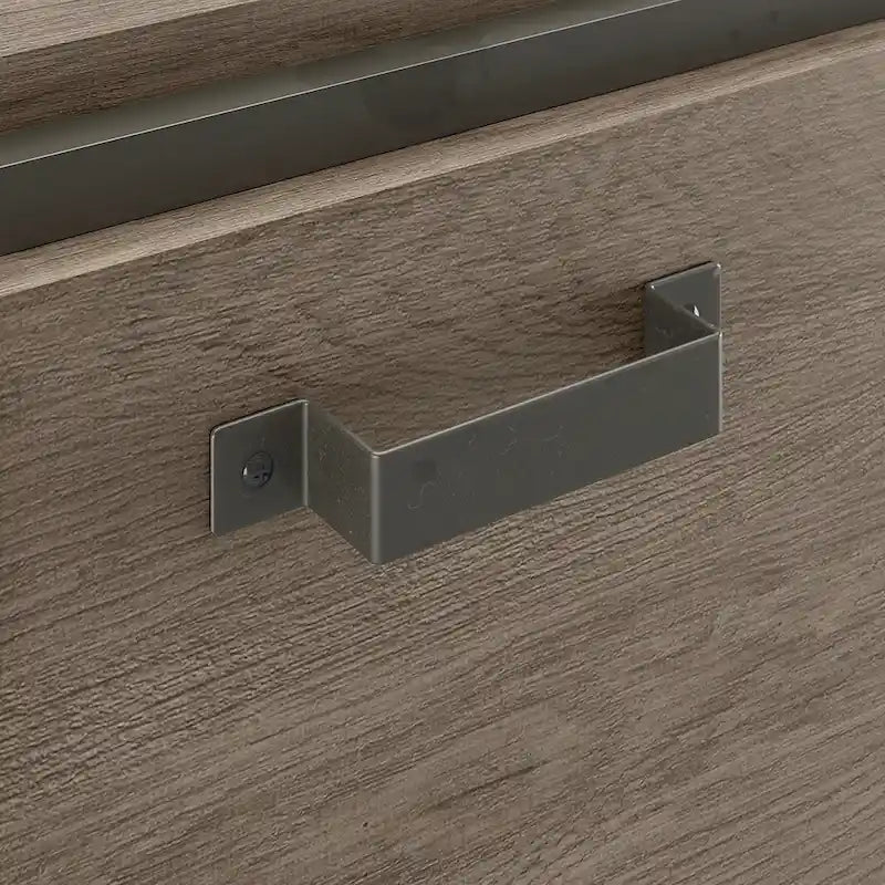 Classeur latéral à 2 tiroirs gris/marron/taupe/blanc cassé, montage par 1 personne